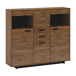 Komód, bolzano tölgy/fekete, DELIS K