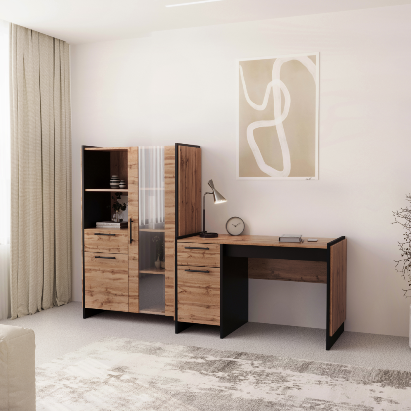 PC stol 130, hrast wotan/crni, AMONI 1D1S