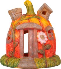 MagicHome Naturdekoration, Kürbishaus, Terrakotta, 16,2x15x15,5 cm