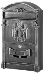 Schránka ALU, hliníková, antique silver, poštová, 255x90x410 mm