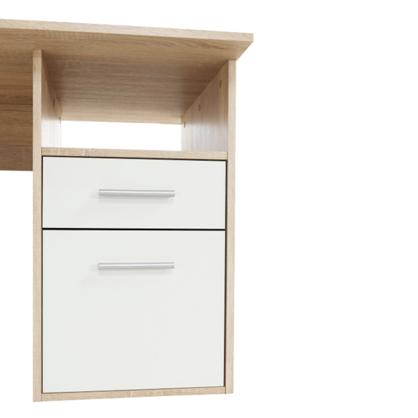 Eck-PC-Schreibtisch, Sonoma-Eiche/Weiß, MAURUS NEW MA11