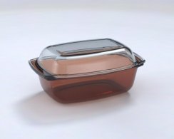 Kwadratowa miska/forma do pieczenia z brązowego szkła z przezroczystą pokrywką AMBER 3,50+1,60 L