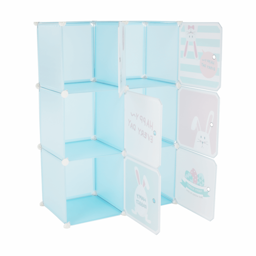 Modularer Kinderschrank, blau/Kindermuster, EDRIN
