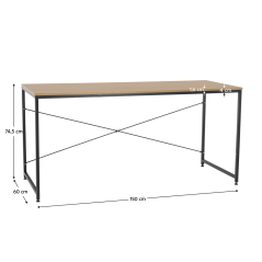 Schreibtisch, Eiche/Schwarz, 150x60 cm, MELLORA (akce)