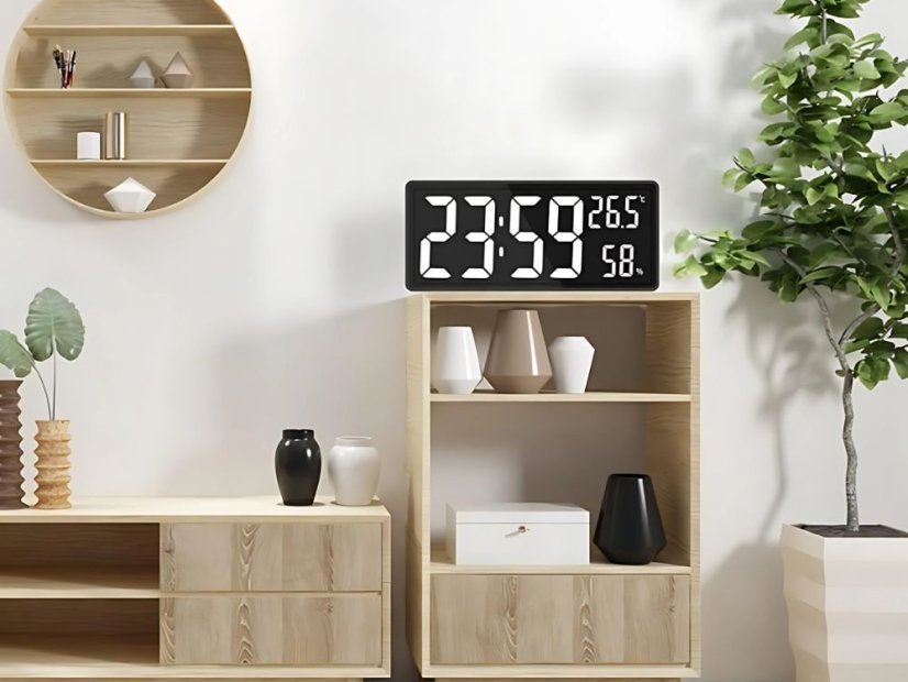 Elektronický budík digitálny led stojaci prívesok teplota vlhkosť