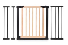 Bezpečnostná zábrana, 74-130 cm, na schody a dvere, kov a drevo, prídavné panely