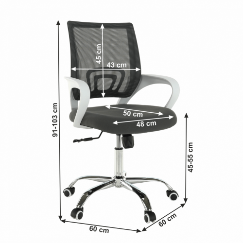 Krzesło biurowe, szaro/białe, SANAZ TYP 2