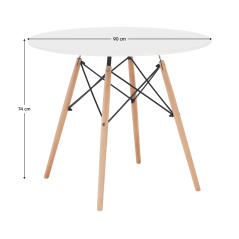 Jedilna miza, bela/bukev, premer 90 cm, GAMIN 2 NEW 90