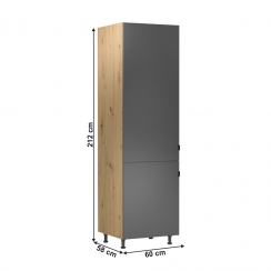 Vysoká skříňka na chladničku, dub artisan/šedý mat, univerzální, LANGEN D60ZL