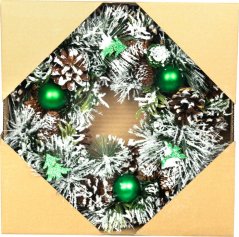 Veniec MagicHome Vianoce, závesný, zeleno-biely, 30x30x8 cm