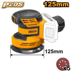 Orbitalni brusilnik CROSLI2001 INGCO AKU 20V P20S INDUSTRIAL brez baterije in polnilnika.