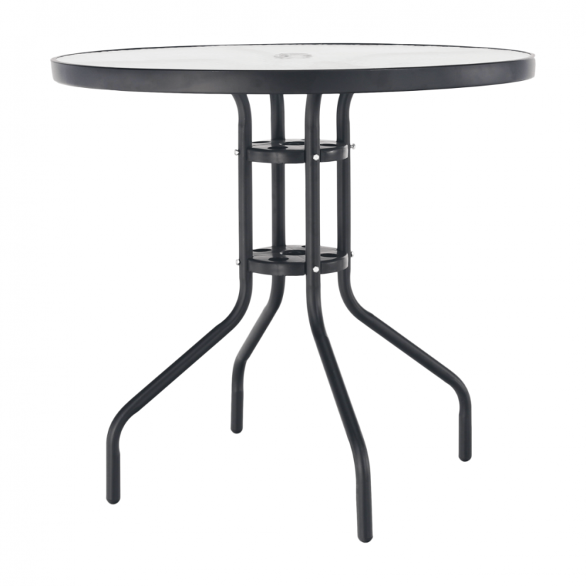 Esstisch, schwarzer Stahl/gehärtetes Glas, BORGEN TYP 2