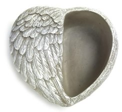 Obal srdce cement světle šedý s křídly 20,5cm