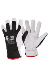 Rękawice kombi tekstylno-skórzane TECHNIK WINTER czarno-białe 10";