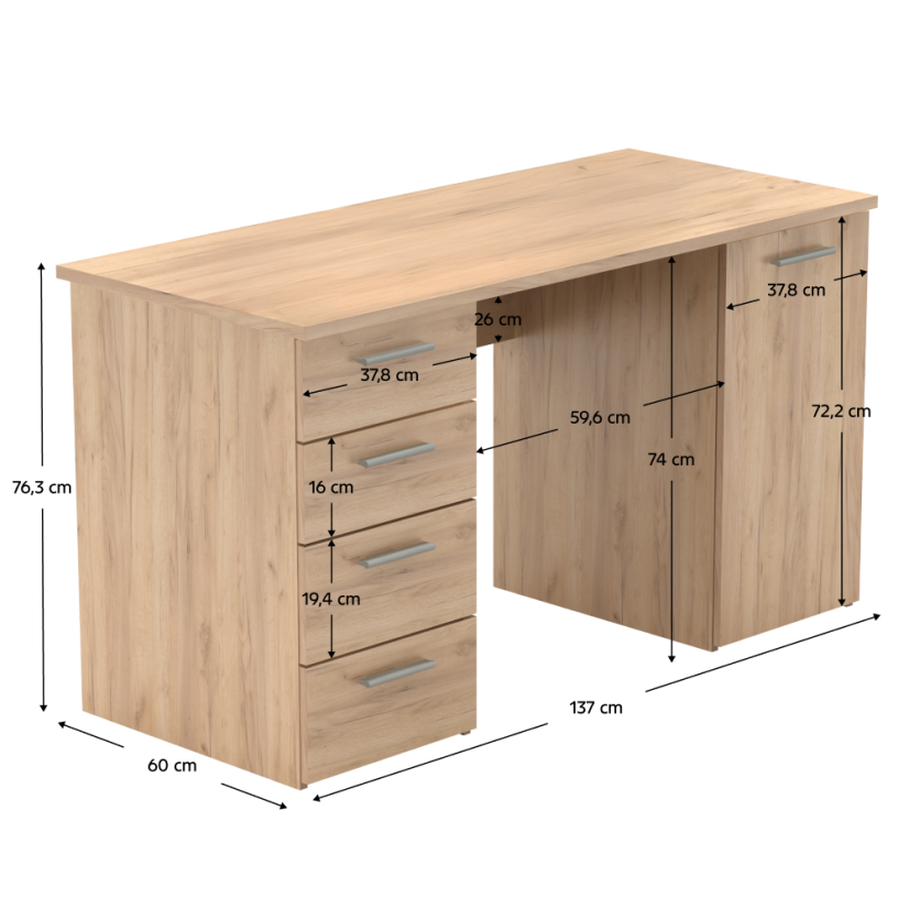 Schreibtisch, Artisan-Eiche, EUSTACH