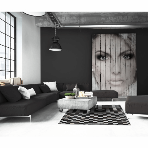 Luxus-Lederteppich, braun/schwarz/weiß, Patchwork, 69x140, LEDERTYP 6