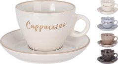 Csésze és csészealj 200 ml cappuccino készlet kőedény, mix