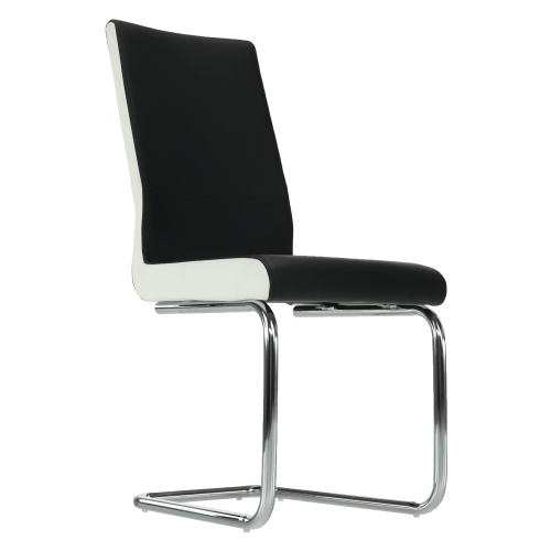 Jídelní židle, ekokůže černá, bílá/chrom, NEANA