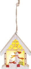 MagicHome Weihnachtsdekoration, Schneemann im Haus, LED, hängend, 9,2x3x10,4 cm