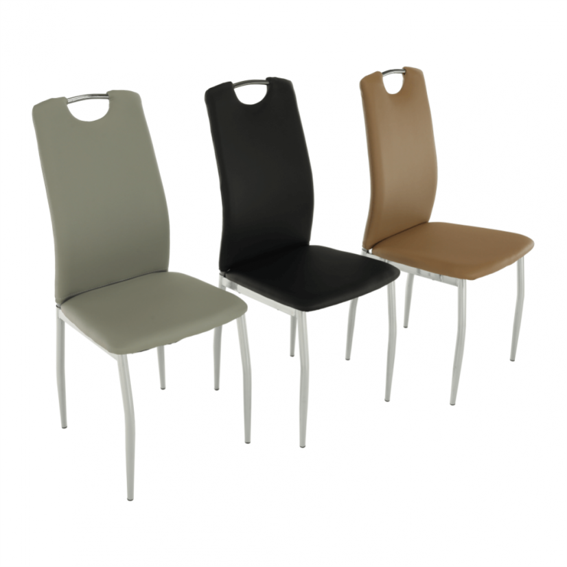 Esszimmerstuhl, Kunstleder beige/chrom, ERVINA