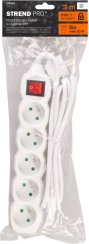 Kabel DG-F805BK L-3 m, podaljšek, bel, 5x vtičnica + stikalo
