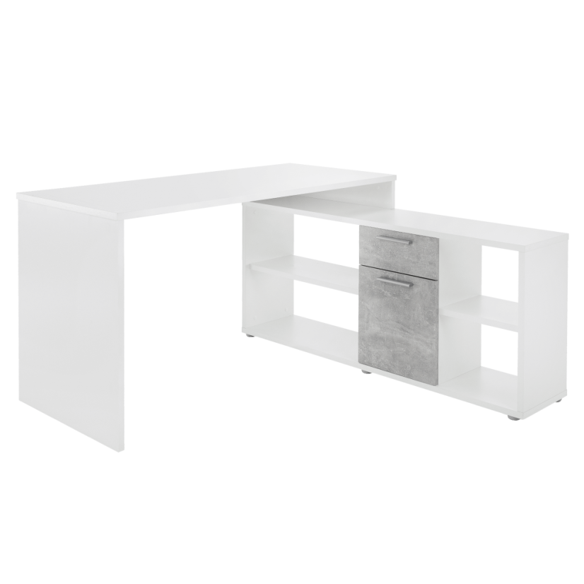 PC-Schreibtisch, Weiß/Beton, NOE NEU