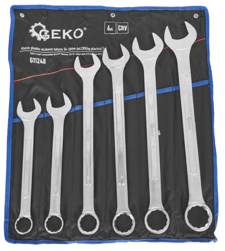 Satz Schraubenschlüssel, satiniert 34-50 mm 6 Stück CRV, GEKO