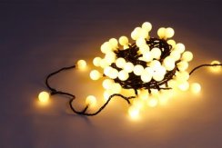 MagicHome Christmas Cherry Balls lánc, 100x LED meleg fehér, IP44, 8 funkciós, világítás, L-9,90 m