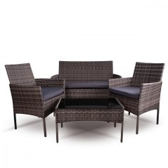 Vrtna garnitura HILDA 4-dijelna, sivi poliratan s jastucima