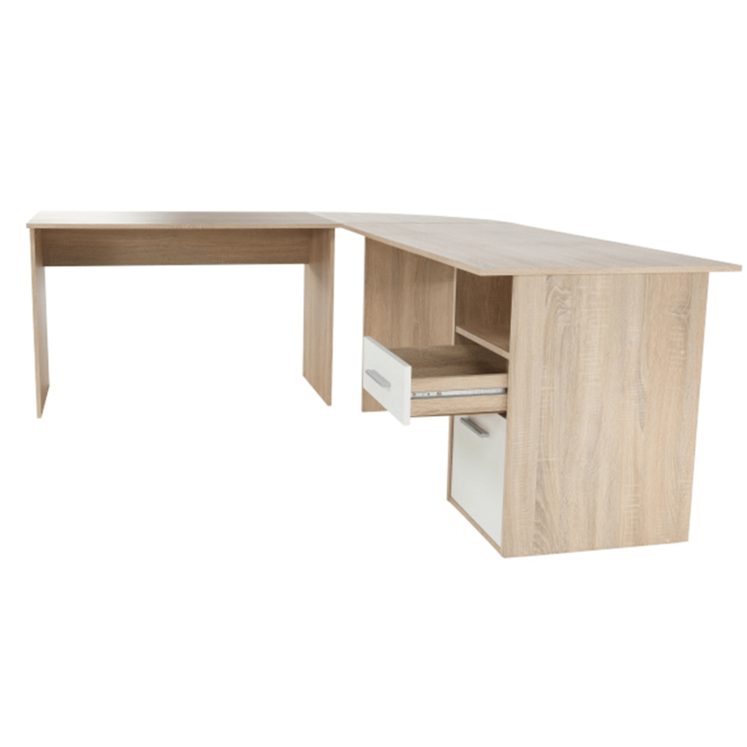 Eck-PC-Schreibtisch, Sonoma-Eiche/Weiß, MAURUS NEW MA11