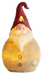 Figurină de Crăciun MagicHome, Moș Crăciun rotund mediu, LED, polirășină, 3xAAA, 28,5 cm