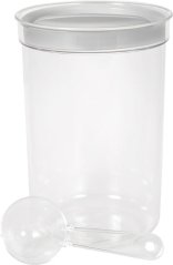 Curver® DRY FOOD puszka 1700 ml z miarką, mieszanka kolorów miętowo-szarych i brzoskwiniowych, 13x19 cm