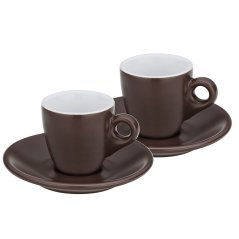 Hrnek na espresso s podšálkem sada 4 ks MATTIA čokoládová Hrnek na espresso s podšálkem sada 4 ks MATTIA čokoládová