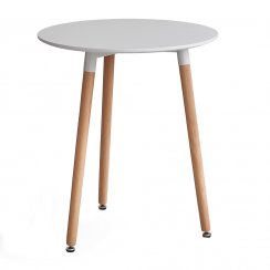 Jídelní stůl, bílá/buk, průměr 60 cm, ELCAN