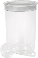 Curver® DRY FOOD puszka 1700 ml z miarką, mieszanka kolorów miętowo-szarych i brzoskwiniowych, 13x19 cm