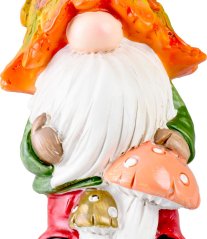 MagicHome Naturdekoration, Zwerg mit Pilzen, Polyresin, 10x8x19,3 cm