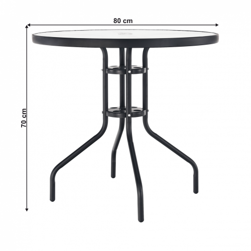 Jídelní stůl, černá ocel/tvrzené sklo, BORGEN TYP 2