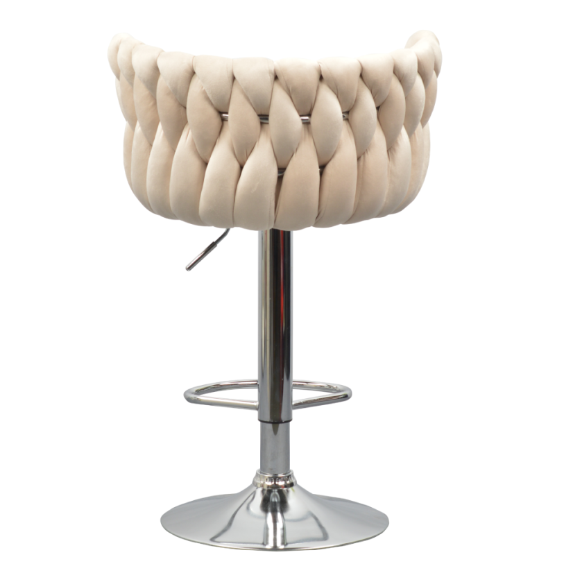 Designer Barhocker, beige Samtstoff/Chrom, BRIN (akce)
