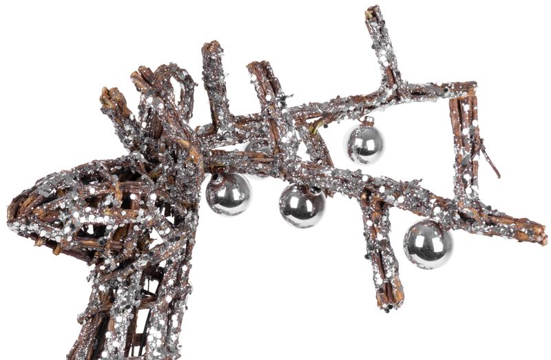 MagicHome Weihnachtsdekoration, Weidenhirsch, Silber, 41x14x73 cm (akce)