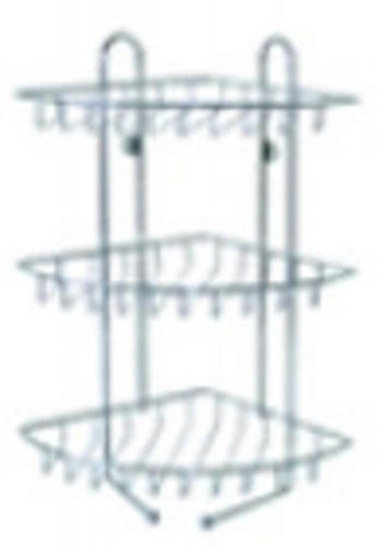 Polička kúpeľňová 3 poschodová drôt rohová chróm 17x17x43cm