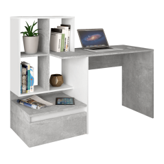 PC-Schreibtisch, Beton/Weiß, NEREO NEU