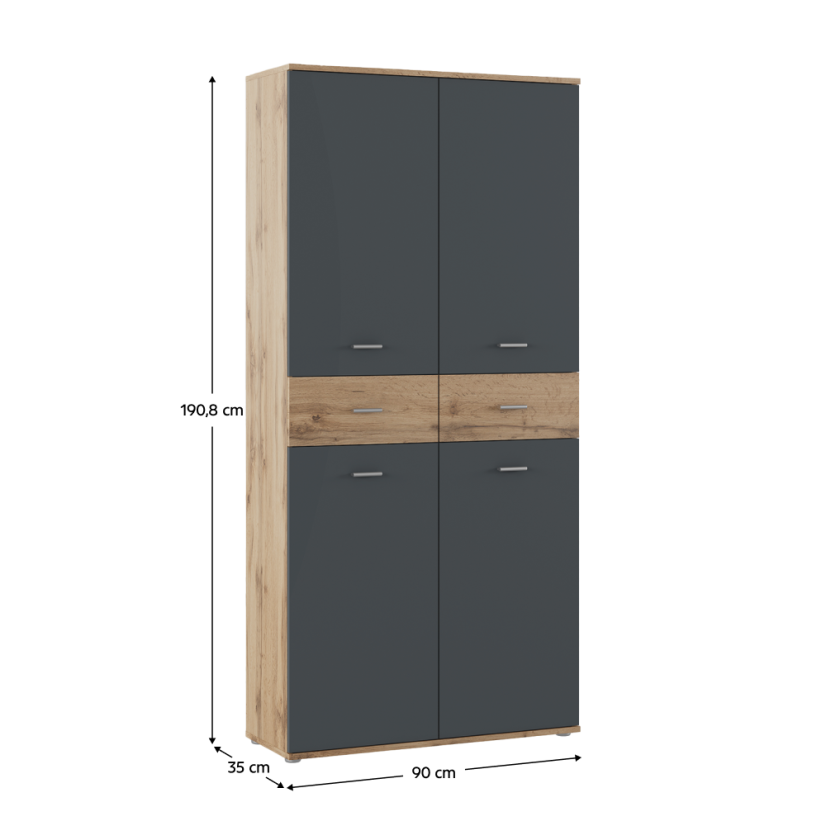 Schuhschrank/Regal, Graphit/Wotaneiche, VILOT