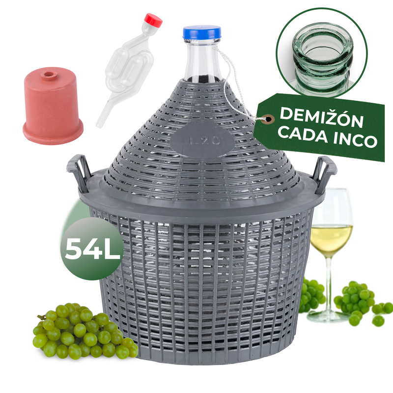 Demižón Strend Pro Cada Inco, 54 lit. staklena demižona za vino i rakiju, plastični poklopac