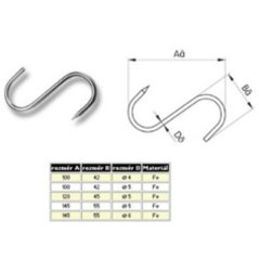 Masiarsky horog L-100x5 rozsdamentes acél KLC