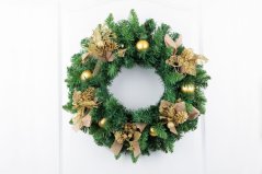 MagicHome Weihnachtszweig, mit Kegel und Juteband, Gold, 17 cm, Packung. 6 Stk