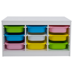 Organizér s úložnými boxami, biela/mix farieb, TRIMAL