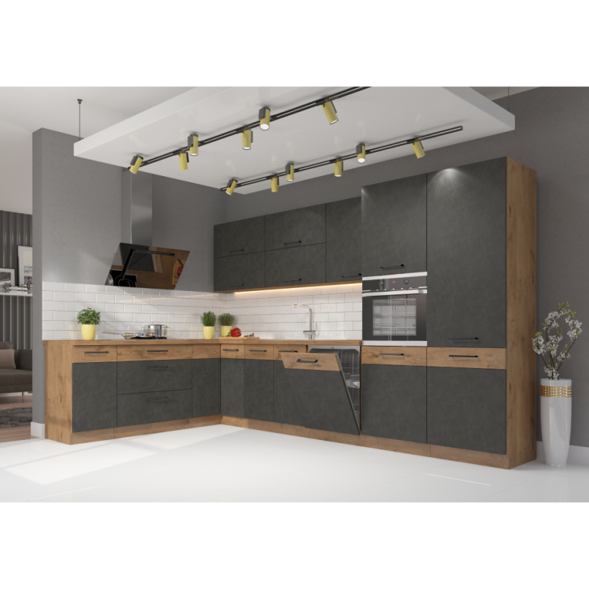 Oberschrank, Eiche Lancelot/Grau matt, VEGA 80 GU-36 1F
