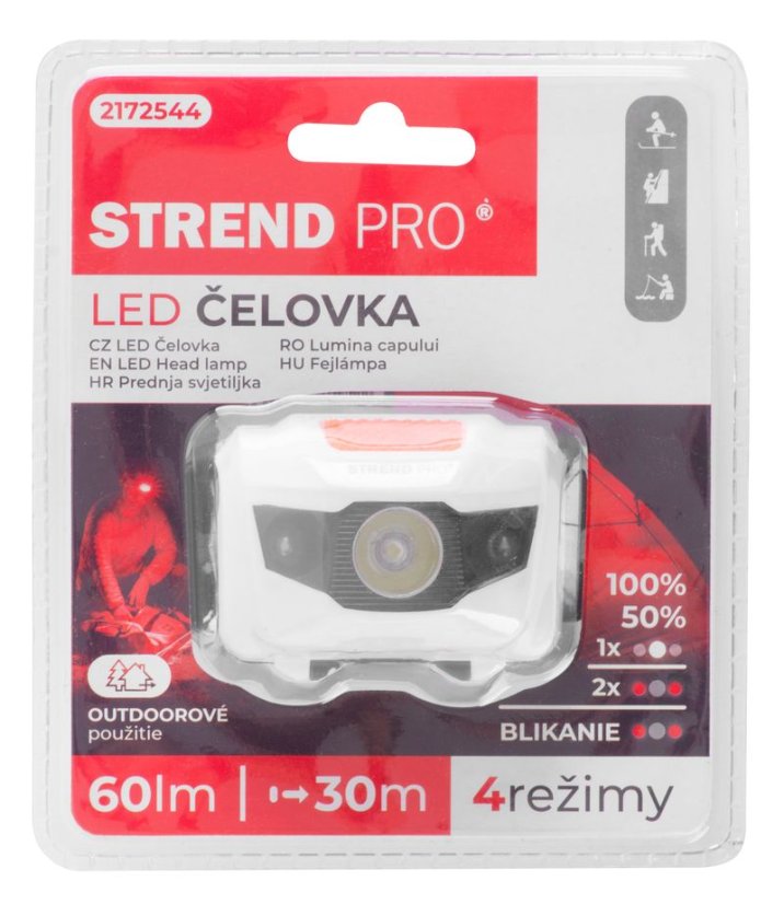 Stirnlampe Strend Pro Scheinwerfer HEM-003, LED+roteLED, 60 lm, 3xAAA (akce)