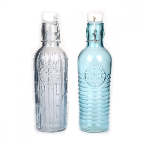 Glasflasche 500 ml, mit Patentverschluss, rund, Designmix
