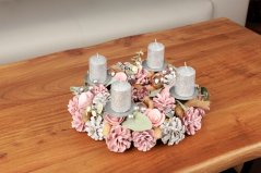 MagicHome Weihnachtskranz, Natur, Rosa, Advent, 30x8 cm